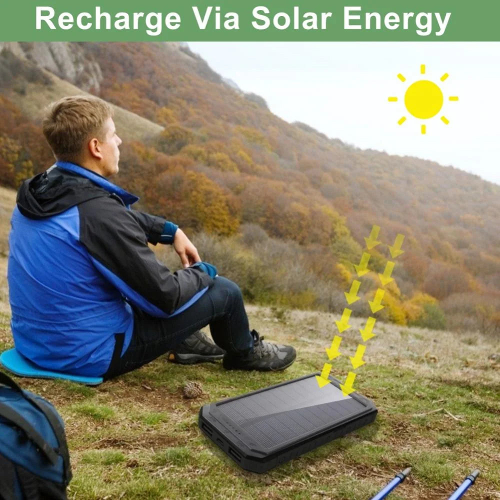 Waterproof 600000Mah Dual USB Portable Solar Battery Charger Solar Power Bank for Iphone, Mobile Cell Phone