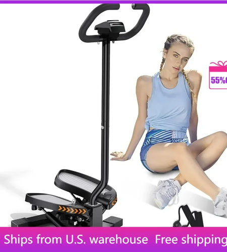 Stair Stepper for Exercises-Twist Stepper with Resistance Bands and 330Lbs Weight Capacity , Black , Lose Weight and Get Fit
