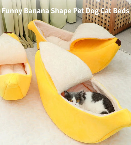 Banana Cat Bed House Funny Cute Cozy Cat Mat Beds Warm Durable Portable Pet Basket Kennel Dog Cushion Cat Supplies Multicolor
