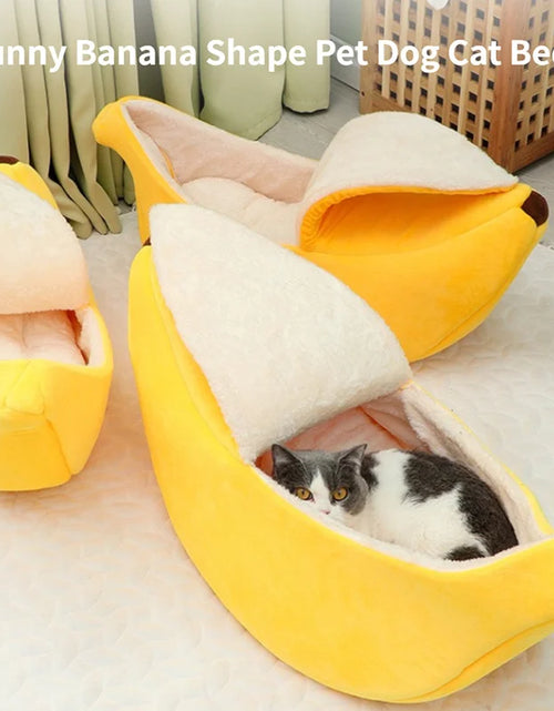 Load image into Gallery viewer, Banana Cat Bed House Funny Cute Cozy Cat Mat Beds Warm Durable Portable Pet Basket Kennel Dog Cushion Cat Supplies Multicolor
