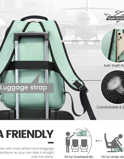 Load image into Gallery viewer, Laptop Backpack for Women 15.6 Inch,Cute Womens Travel Backpack Purse,Professional Laptop Computer Bag,Waterproof Work Business College Teacher Bags Carry on Backpack with USB Port,Mint Green
