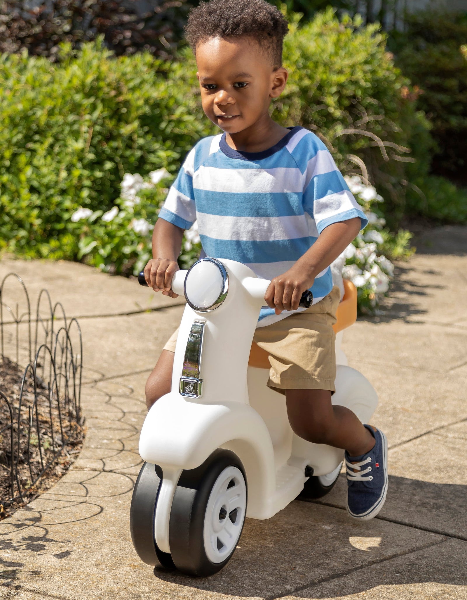 Ride along White Scooter Foot to Floor Ride on Toy for Toddlers