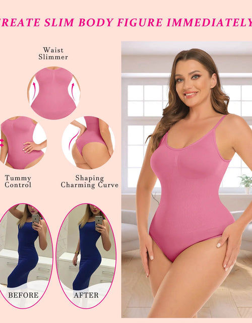 Load image into Gallery viewer, 3 Packs Women Slimming Bodysuits Shapewear Tops Tummy Control Thong Body Shaper Spaghetti Strap Camisole
