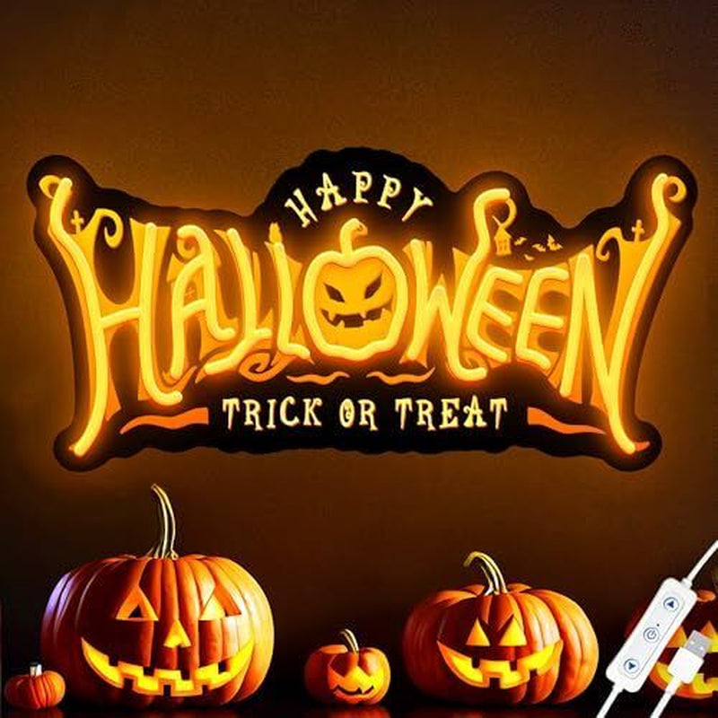 Halloween Neon Signs for Wall Decor, Happy Halloween Neon Sign, Halloween