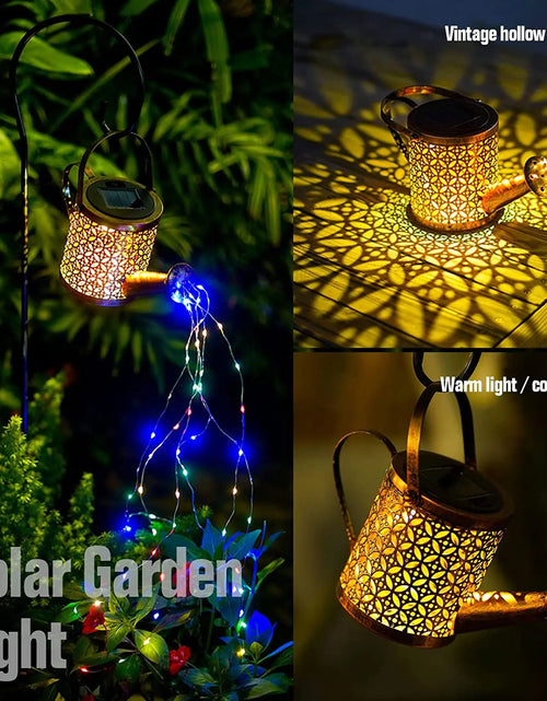 Load image into Gallery viewer, Solar Watering Can with Cascading Light Water Can Solar Lights Garden Decorative Solar Waterfall Lights Waterproof Hanging Light
