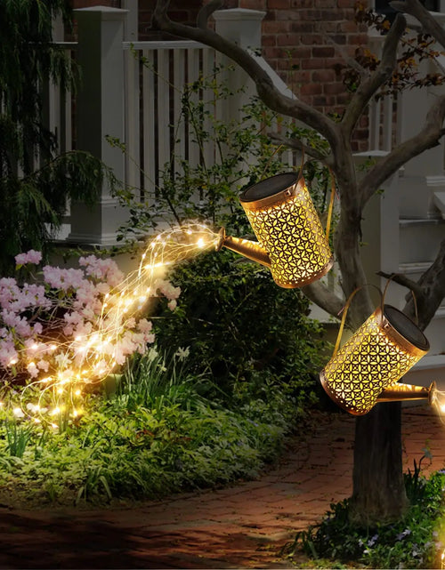 Load image into Gallery viewer, Solar Watering Can with Cascading Light Water Can Solar Lights Garden Decorative Solar Waterfall Lights Waterproof Hanging Light
