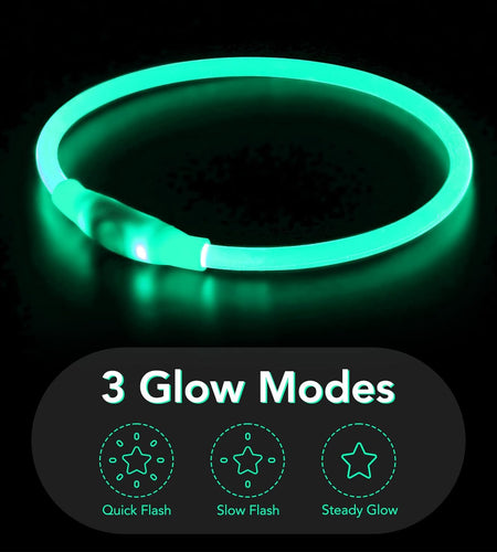 LED Dog Collar Light up Dog Collars 1 Count USB Rechargeable TPU Glow Safety Basic Dog Collars for Large Medium Small Dogs (Cyan)