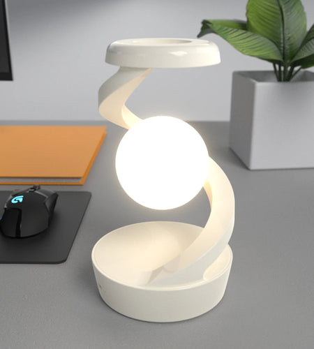 Creative Table Lamp, Rotating Floating Lamp, 15W Wireless Charger, Mobile Phone Wireless Charger, RGB Atmosphere Night Light