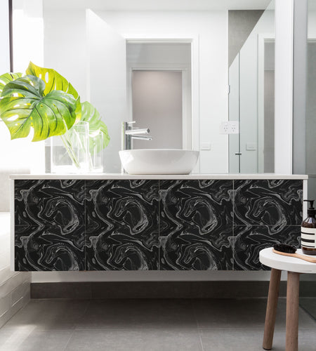 Black Marble Peel and Stick Wallpaper, 17.8" W X 9' L