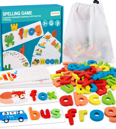 Wooden Read Spelling Learning Toy Alphabet Sight Words Preschool Educational Tool Set for 3 Year Old Kids