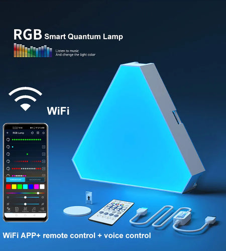 LED Triangular Quantum Lamp RGB Wall Lamp Smart Pickup Rhythm Background Light for Bedroom Bedside Night Light Office Decoration