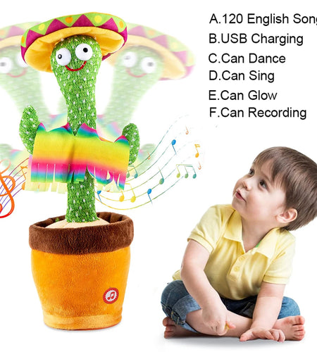 Dancing Talking Cactus Singing Talking Recording Mimic Repeating What You Say Toy Electronic Light up Plush Give for Kids Gifts