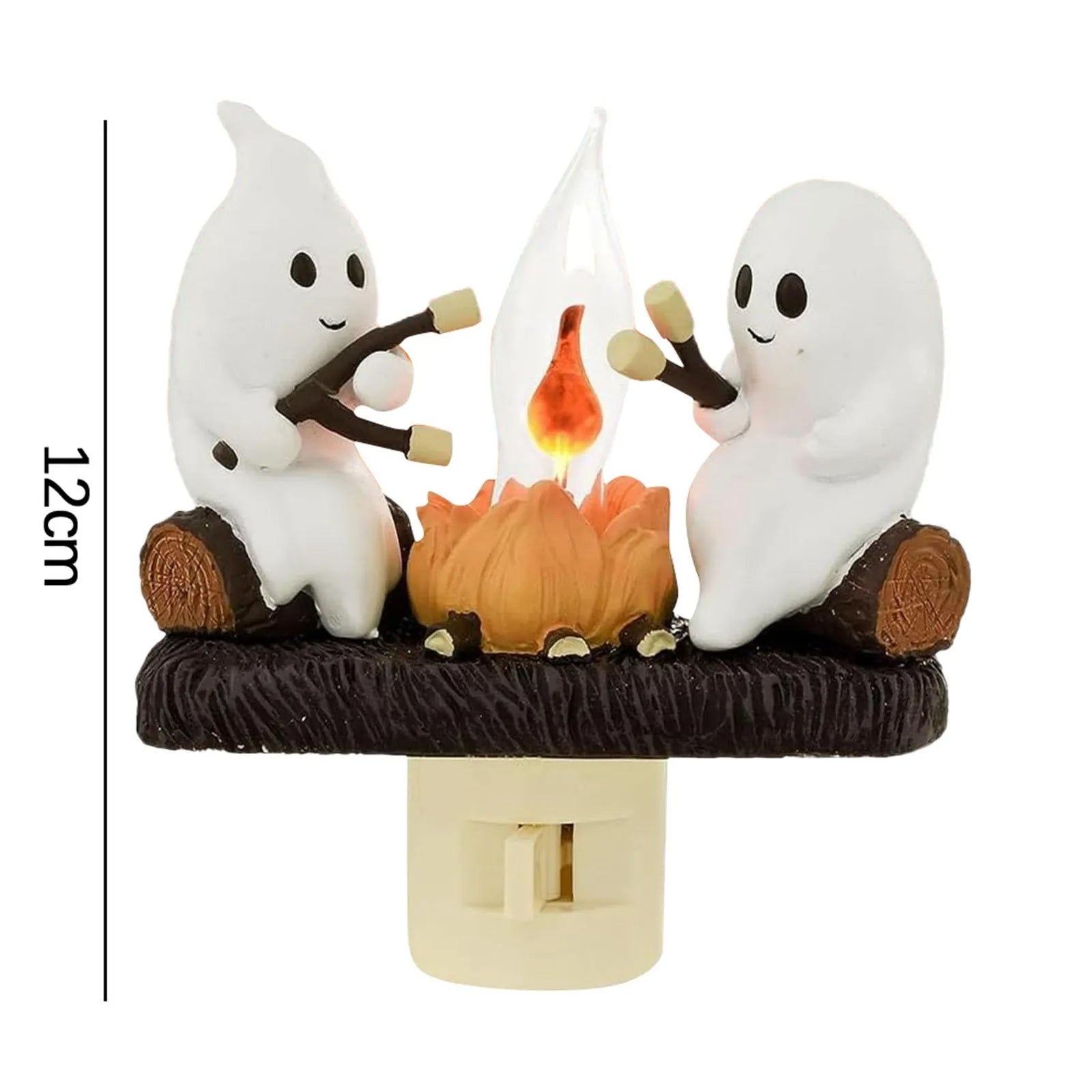 2024 New Ghost Campfire Flickering Nightlight Night Light Plug Wall Spooky Fire Marshmllow Night Light Halloween Ghost Campfire