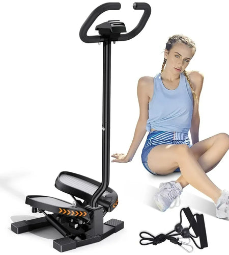 Stair Stepper for Exercises-Twist Stepper with Resistance Bands and 330Lbs Weight Capacity , Black , Lose Weight and Get Fit