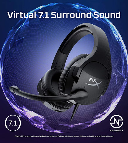 Cloud Stinger S Gaming PC Headset Virtual 7.1 Swivel Mute Noise Cancelling Microphone Black