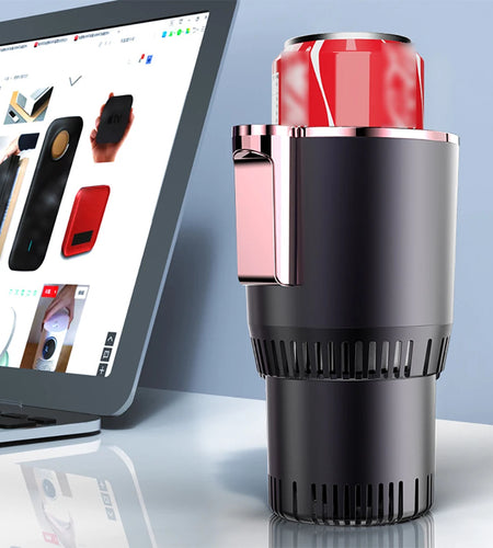 Smart Car 2-In-1 Hot and Cold Cup Drinks Holder Home Fast Refrigeration Cooling/Heating Mini Touch Screen Beverage Mug Drink Can