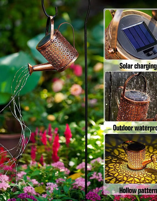 Load image into Gallery viewer, Solar Watering Can with Cascading Light Water Can Solar Lights Garden Decorative Solar Waterfall Lights Waterproof Hanging Light
