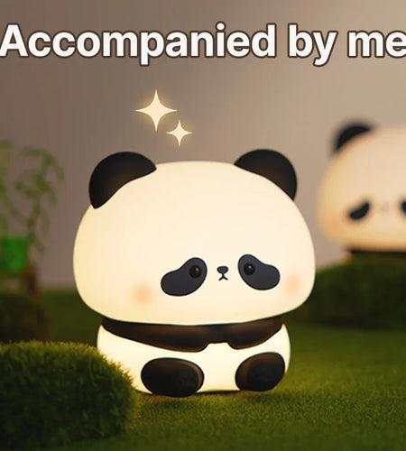 Cute Panda LED Night Light, Silicone Night Light, USB Rechargeable, Touch Night Lamp, Bedroom Timing Lamp Decoration, Children'S