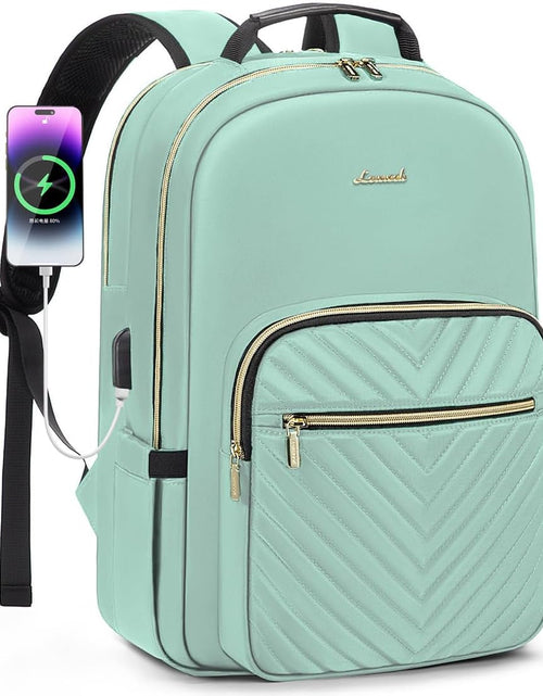 Load image into Gallery viewer, Laptop Backpack for Women 15.6 Inch,Cute Womens Travel Backpack Purse,Professional Laptop Computer Bag,Waterproof Work Business College Teacher Bags Carry on Backpack with USB Port,Mint Green
