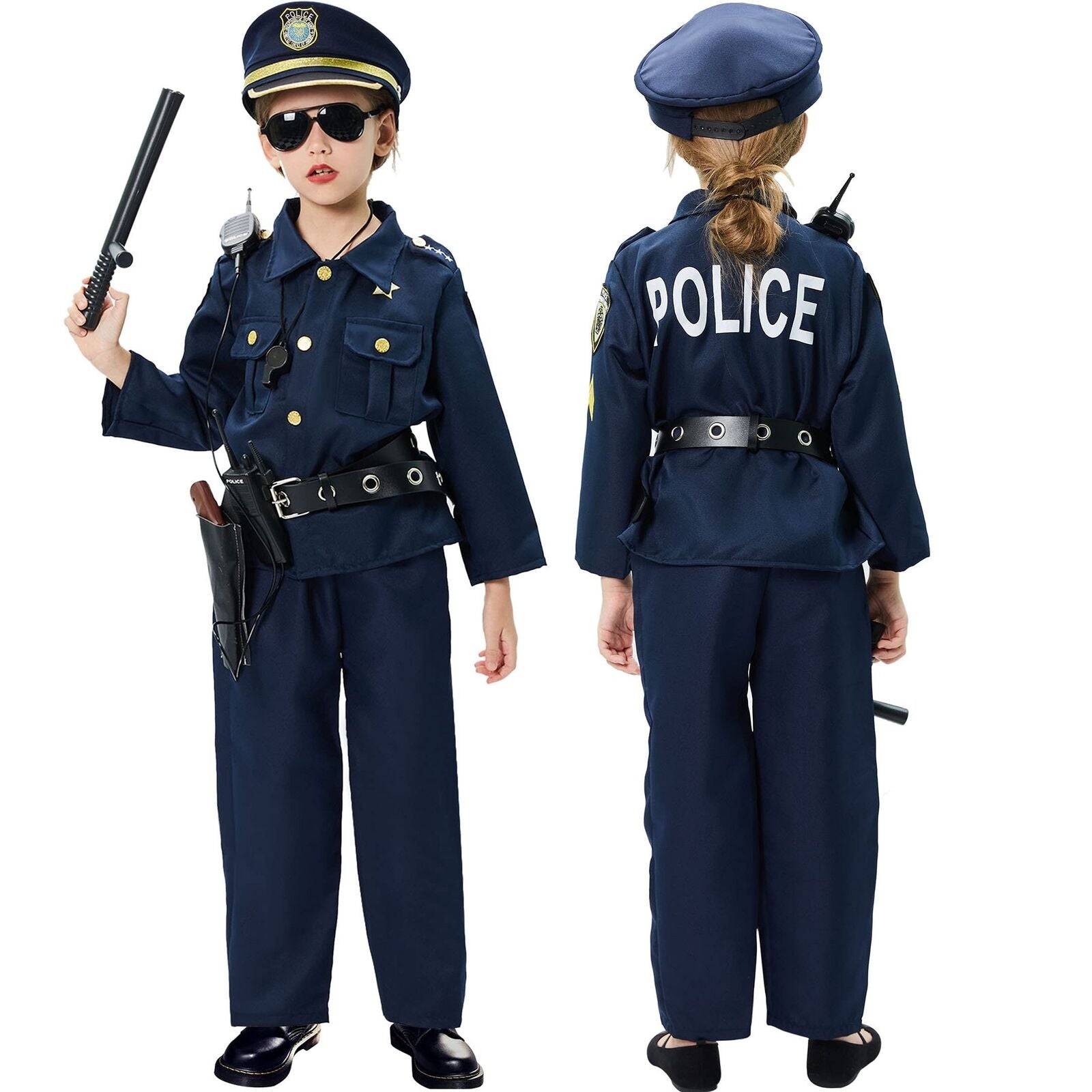 Police Costume for Kids Dress up Set Role Play Officer with Handcuffs Badge T...