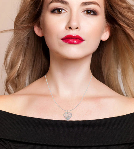 925 Sterling Silver CZ Open Heart Pendant Necklace Jewel Gifts for Women and Teen Girls 18" Inch