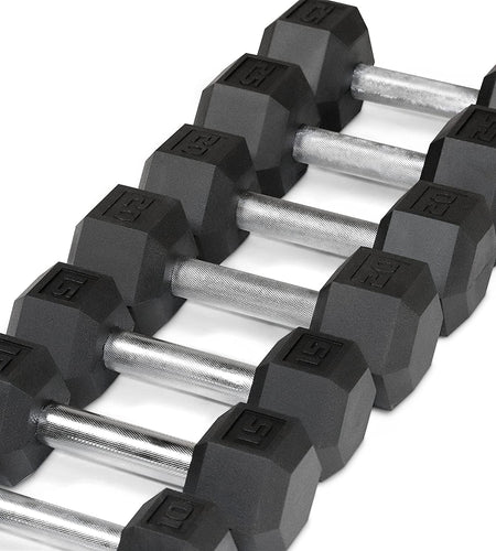5-25Lb Rubber Coated Hex Dumbbell Set with a Frame Storage Rack Non-Slip Hex Shape for Muscle Toning, Strength Building & Weight Loss - Multiple Choices Available