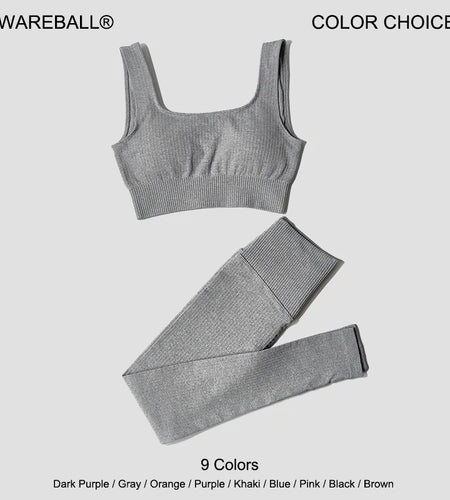 Women'S Sportswear High Waist Sports Bra+ Legging Gym Clothing Seamless Fitness Yoga Suit Stretchy Workout Set Padded Sport