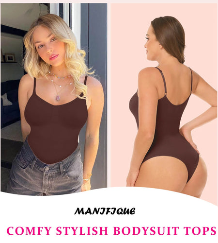 3 Packs Women Slimming Bodysuits Shapewear Tops Tummy Control Thong Body Shaper Spaghetti Strap Camisole