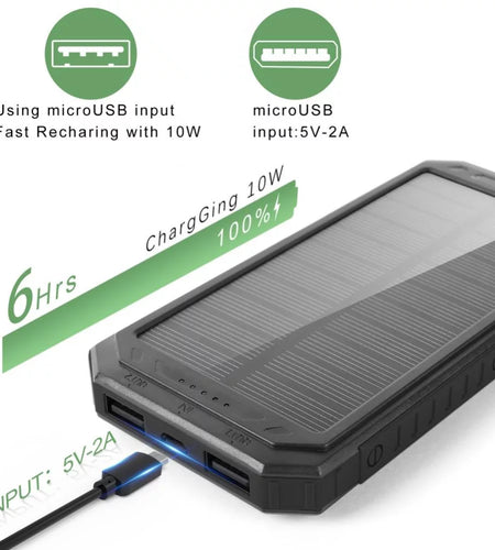 Waterproof 600000Mah Dual USB Portable Solar Battery Charger Solar Power Bank for Iphone, Mobile Cell Phone
