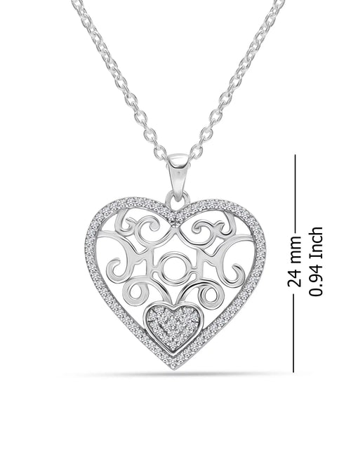 Load image into Gallery viewer, 925 Sterling Silver CZ Open Heart Pendant Necklace Jewel Gifts for Women and Teen Girls 18&quot; Inch
