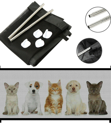 Pets Dog Cat Baby Safety Gate Mesh Fence Magic Portable Guard Net Stairs Doors