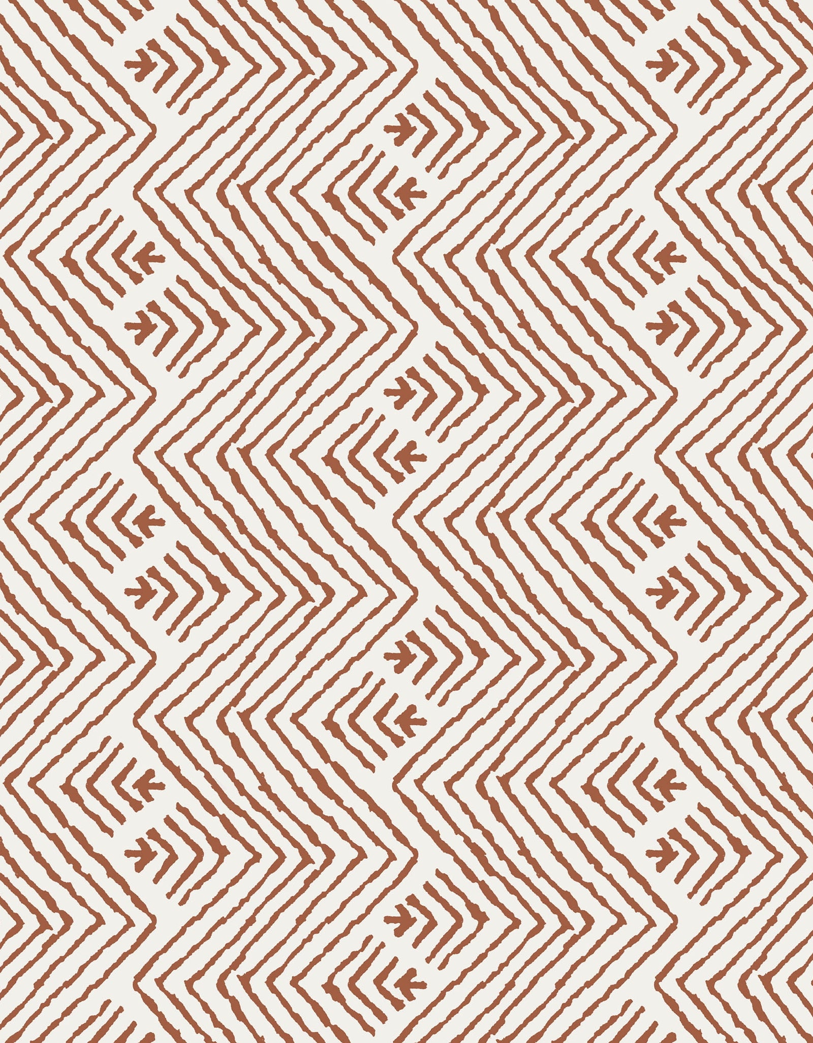 Terracotta Boho Zigzag Peel and Stick Wallpaper, 17.8" W X 9' L