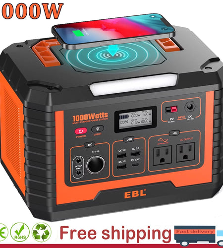 1000W Portable Solar Power Station Generator Emergency Backup Power Bank Camping