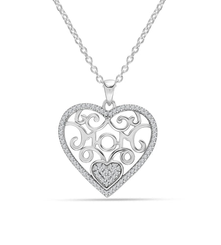 925 Sterling Silver CZ Open Heart Pendant Necklace Jewel Gifts for Women and Teen Girls 18" Inch