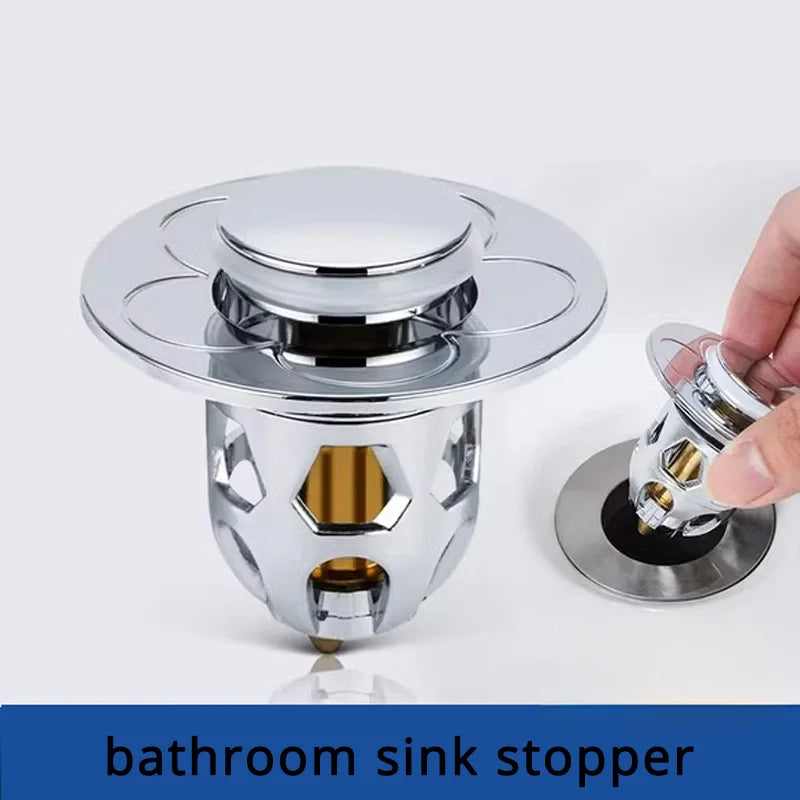 Sink Plug Bathroom Pop up Sink Stopper Universal Pop up Drain Plug Washbasin Sink Stopper Filter Bathtub Basin Cover Strainer