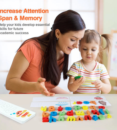 Wooden Read Spelling Learning Toy Alphabet Sight Words Preschool Educational Tool Set for 3 Year Old Kids