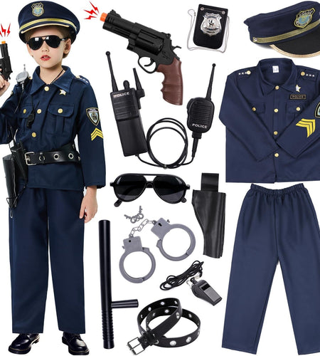 Police Costume for Kids Dress up Set Role Play Officer with Handcuffs Badge T...