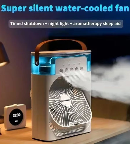 Water Mist Electric Fan Air Humidifier LED Night Light Suitable for Families Portable Air Conditioner Triple Cooler Cooling Home