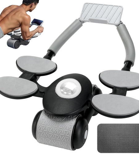 Ab Roller Wheel with Knee Mat &Timer, 2024 New with Timer Ab Abdominal Exercise Roller Elbow Support, Abs Roller Wheel Core Exercise Equipment, Automatic Rebound Abdominal Wheel