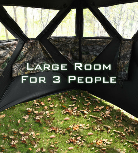 3 Person Portable Pop-Up Ground Hunting Blind with Tie-Downs