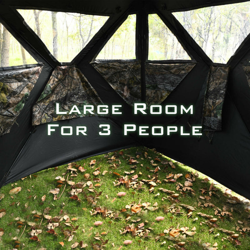 3 Person Portable Pop-Up Ground Hunting Blind with Tie-Downs