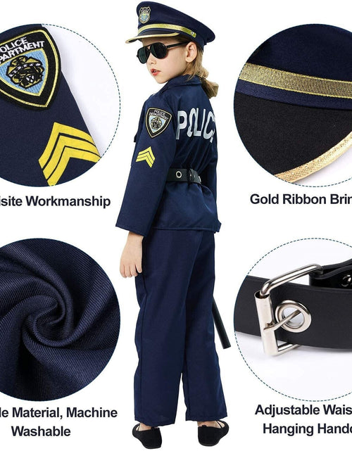 Load image into Gallery viewer, Police Costume for Kids Dress up Set Role Play Officer with Handcuffs Badge T...
