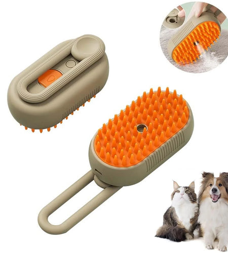 Cat Steam Brush, 3 in 1 Self Cleaning Cat Steamy Pet Brush Steamer Brush for Massage for Removing Tangled and Loosse Hair (White)