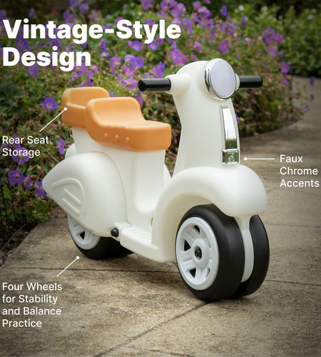 Ride along White Scooter Foot to Floor Ride on Toy for Toddlers