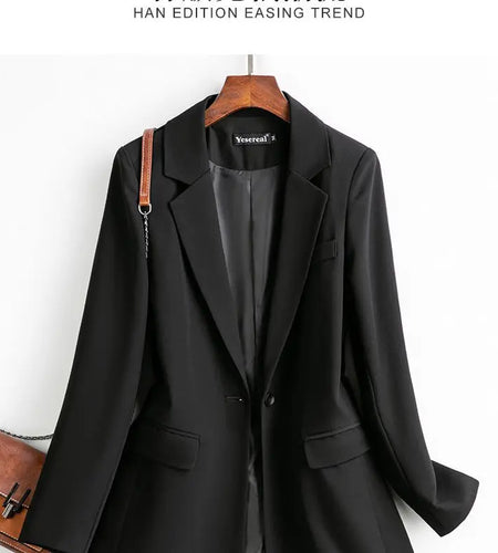 Vintage Double Breasted Office Ladies Plaid Blazer Loose Single Button Coat Jacket Women Blazers Female