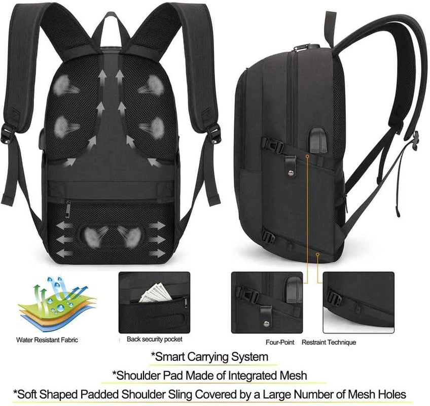 Travel Laptop Backpack Water Resistant Anti-Theft Bag with USB Charging Port and Lock 14/15.6 Inch Computer Business Backpacks for Women Men College School Student Gift,Bookbag Casual Hiking Daypack