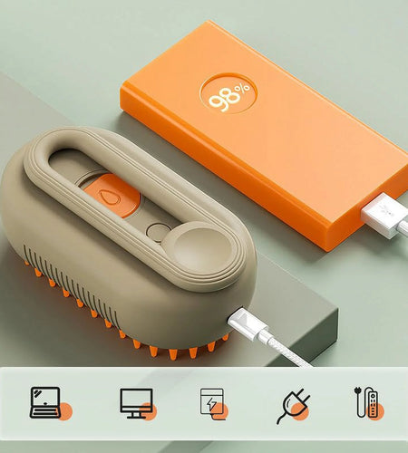 Cat Steam Brush, 3 in 1 Self Cleaning Cat Steamy Pet Brush Steamer Brush for Massage for Removing Tangled and Loosse Hair (White)