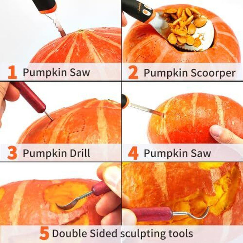 Pumpkin Carving Kit for Adults & Kids with Professional Detail Sculpting