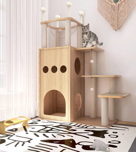 Tavion 51.2" Wood Cat Trees,Cat Tower,Cat Trees for Large Cats
