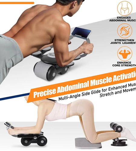 Ab Roller Wheel with Knee Mat &Timer, 2024 New with Timer Ab Abdominal Exercise Roller Elbow Support, Abs Roller Wheel Core Exercise Equipment, Automatic Rebound Abdominal Wheel